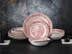 CreaTable Tafelservice China Town rot Steingut 18 tlg.