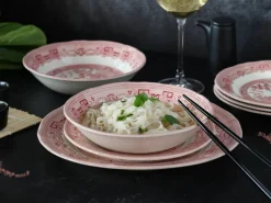 CreaTable Tafelservice China Town rot Steingut 18 tlg.