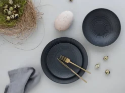 CreaTable Teller-Set Lava Stone schwarz Steinzeug