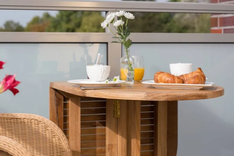 deVries Balkontisch Woodie natur Teakholz B/H/L: ca. 60x75x120 cm