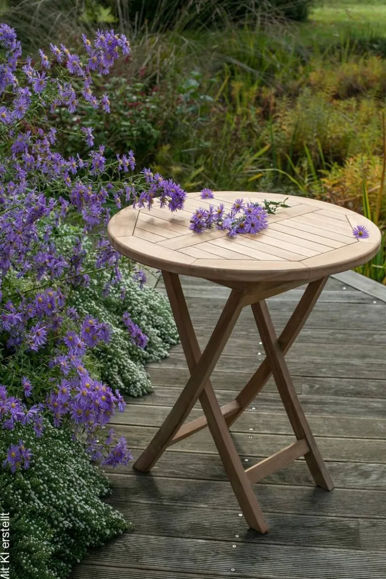 deVries Gartentisch Woodie natur Teakholz H/D: ca. 75x70 cm