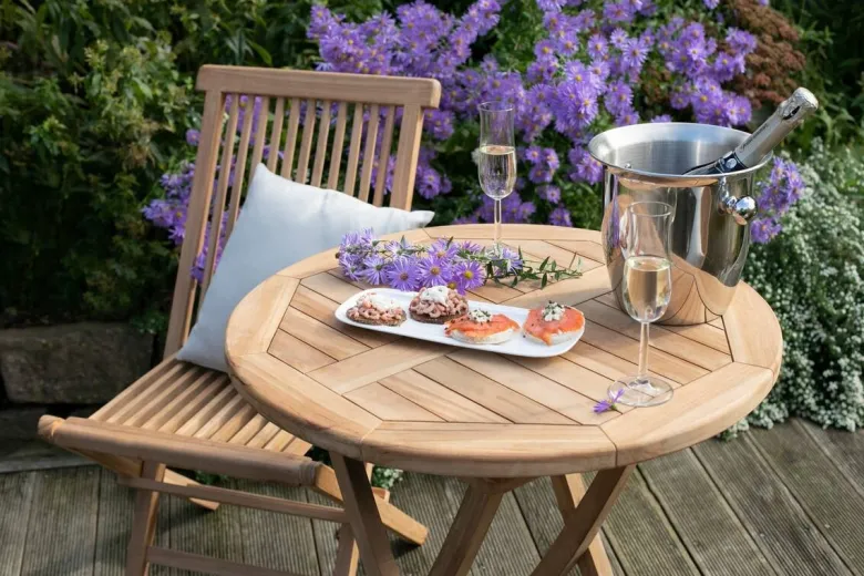 deVries Gartentisch Woodie natur Teakholz H/D: ca. 75x70 cm