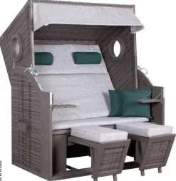 deVries Strandkorb PURE Wave XL grey Des. 484 grau Kunststoff B/H/T: ca. 140x160x80 cm