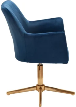 Drehstuhl blau Samt Eisen
