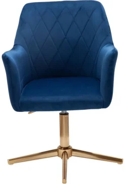 Drehstuhl blau Samt Eisen