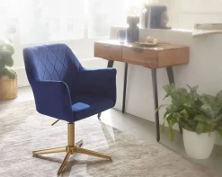 Drehstuhl blau Samt Eisen