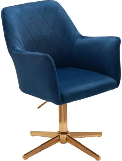 Drehstuhl blau Samt Eisen