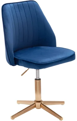 Drehstuhl blau Samt Eisen