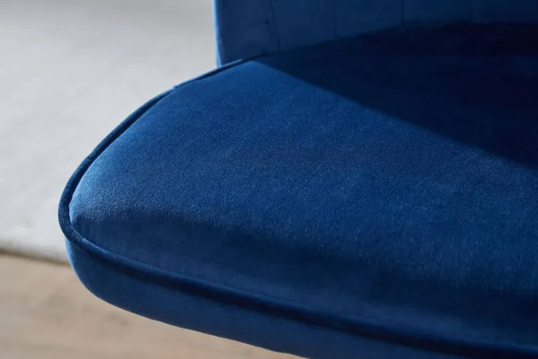Drehstuhl blau Samt Eisen