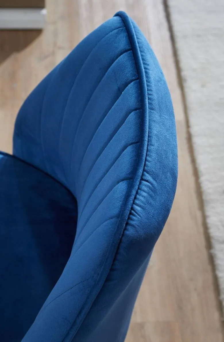 Drehstuhl blau Samt Eisen