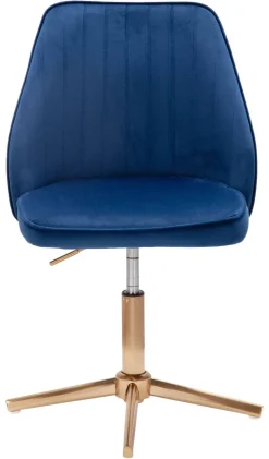 Drehstuhl blau Samt Eisen