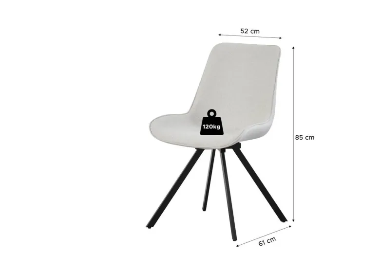 Drehstuhl EMILIA, 2er Set creme Webstoff B/H/T: ca. 52x85x61 cm
