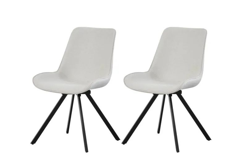 Drehstuhl EMILIA, 2er Set creme Webstoff B/H/T: ca. 52x85x61 cm
