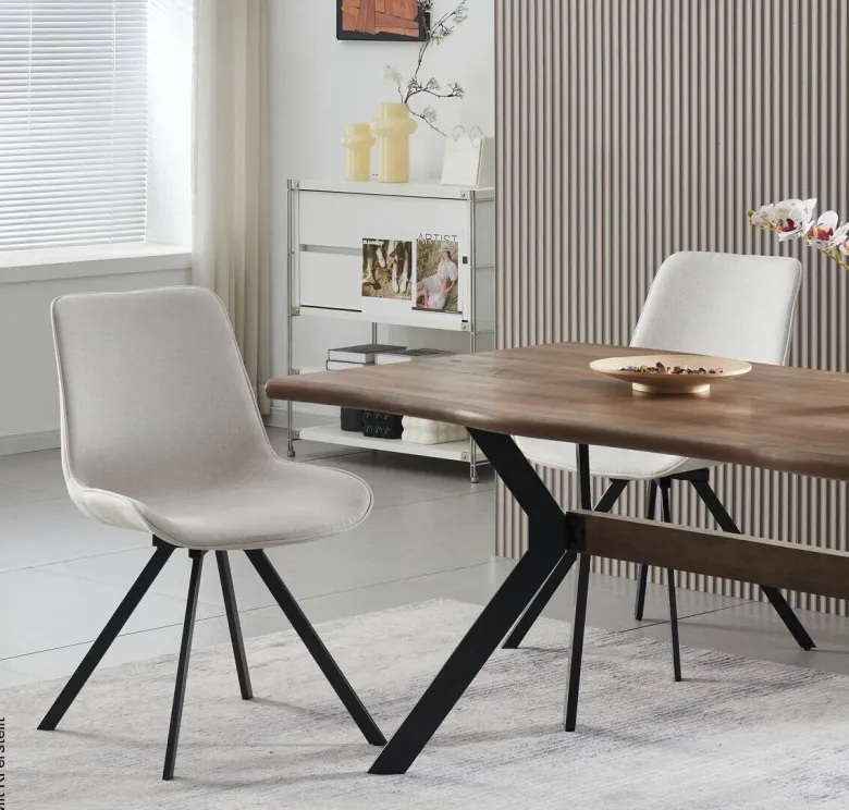 Drehstuhl EMILIA, 2er Set creme Webstoff B/H/T: ca. 52x85x61 cm