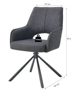 Drehstuhl JANA, 2er Set anthrazit Stoff B/H/T: ca. 57x91x64 cm
