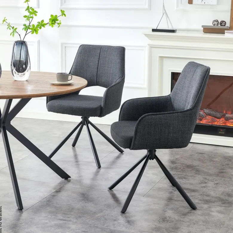 Drehstuhl JANA, 2er Set anthrazit Stoff B/H/T: ca. 57x91x64 cm