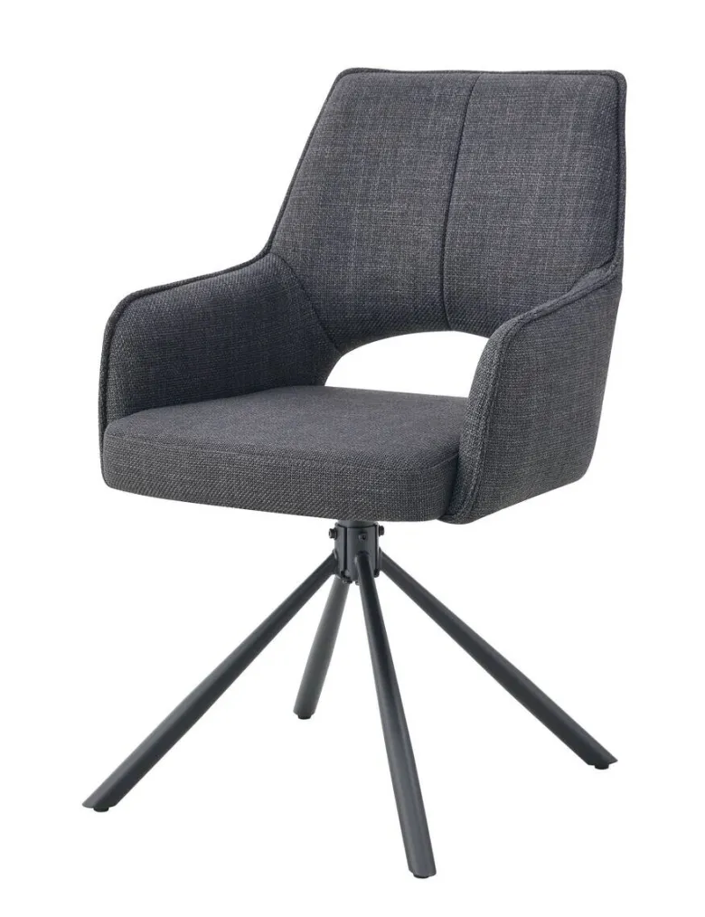 Drehstuhl JANA, 2er Set anthrazit Stoff B/H/T: ca. 57x91x64 cm