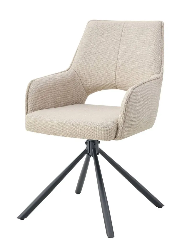 Drehstuhl JANA, 2er Set creme schwarz Webstoff B/H/T: ca. 57x91x64 cm