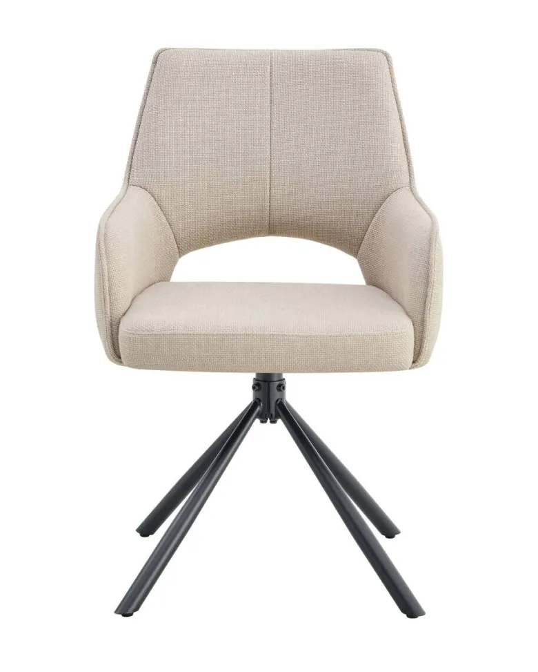 Drehstuhl JANA, 2er Set creme schwarz Webstoff B/H/T: ca. 57x91x64 cm