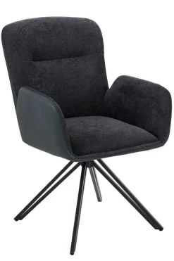 Drehstuhl Milazzo schwarz Kunstleder Webstoff B/H/T: ca. 60x92x68 cm