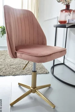 Drehstuhl rosa gold Stoff Eisen