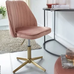 Drehstuhl rosa gold Stoff Eisen