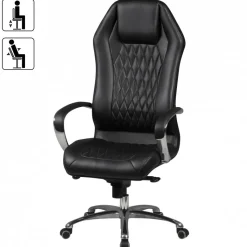 Drehstuhl schwarz Leder