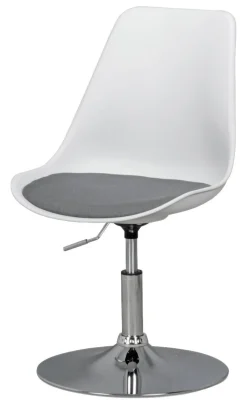 Drehstuhl weiß grau Chrom Kunststoff Stoff Metall