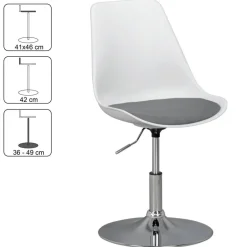 Drehstuhl weiß grau Chrom Kunststoff Stoff Metall