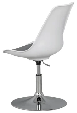Drehstuhl weiß grau Chrom Kunststoff Stoff Metall
