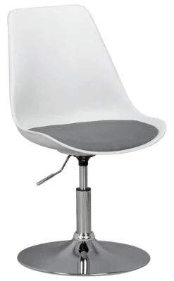 Drehstuhl weiß grau Chrom Kunststoff Stoff Metall