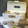 ECHTWERK Brotkasten Retro creme Metall B/H/L: ca. 23,8x17x42,5 cm