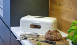 ECHTWERK Brotkasten Retro creme Metall B/H/L: ca. 23,8x17x42,5 cm