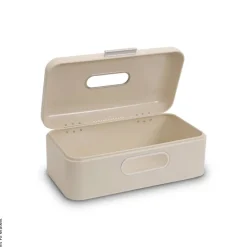 ECHTWERK Brotkasten Retro creme Metall B/H/L: ca. 23,8x17x42,5 cm