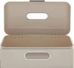 ECHTWERK Brotkasten Retro creme Metall B/H/L: ca. 23,8x17x42,5 cm