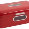 ECHTWERK Brotkasten Retro rot Metall B/H/L: ca. 23,8x17x42,5 cm