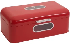 ECHTWERK Brotkasten Retro rot Metall B/H/L: ca. 23,8x17x42,5 cm