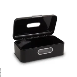 ECHTWERK Brotkasten Retro schwarz Metall B/H/L: ca. 23,8x17x42,5 cm