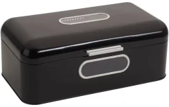 ECHTWERK Brotkasten Retro schwarz Metall B/H/L: ca. 23,8x17x42,5 cm