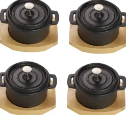 ECHTWERK Mini-Kochtopfset schwarz Eisen B/H/L: ca. 13x9,5x13 cm