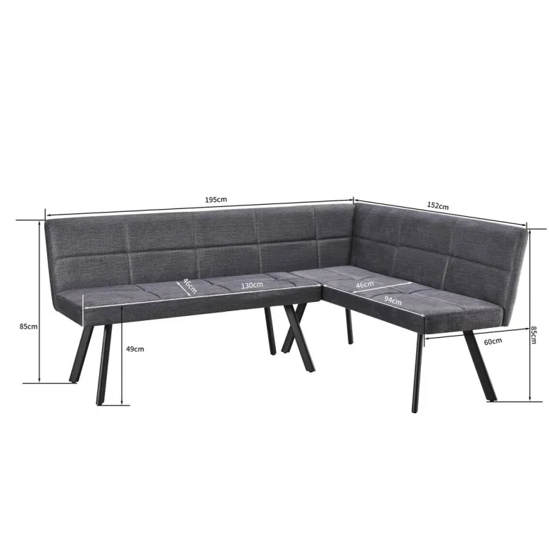 Eckbank Milos grau B/H/T: ca. 195x152x85 cm