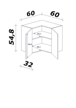 Eckhängeschrank Samoa weiß Eiche Nachbildung B/H/T: ca. 60x54,8x32 cm