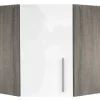 Eckhängeschrank weiß Hochglanz B/H/T/L: ca. 60x64x35x60 cm