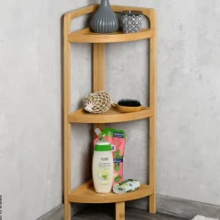 Eckregal natur Bambus B/H/L: ca. 23x70x23 cm