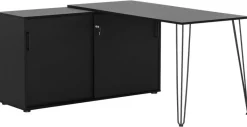 Eckschreibtisch Ekko schwarz matt B/H/T: ca. 129,5x73,8x145 cm