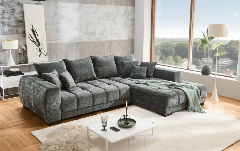 Ecksofa anthrazit Microfaser B/H/T: ca. 300x86x215 cm