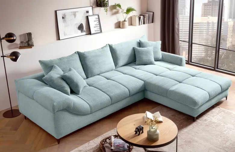 Ecksofa blaugrau Microfaser B/H/T: ca. 332x96x227 cm
