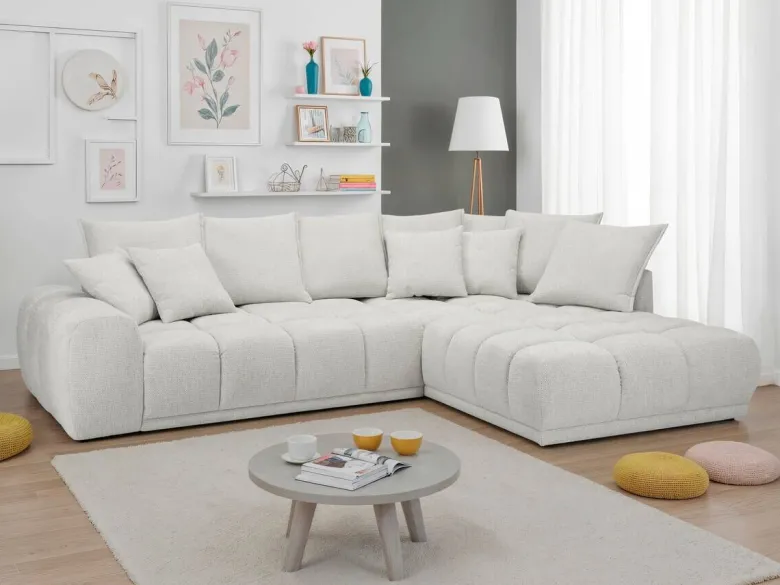 Ecksofa elfenbein Microfaser B/H/T: ca. 312x97x229 cm