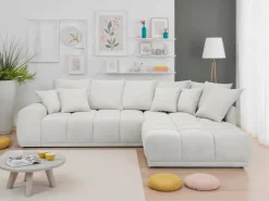 Ecksofa elfenbein Microfaser B/H/T: ca. 312x97x229 cm