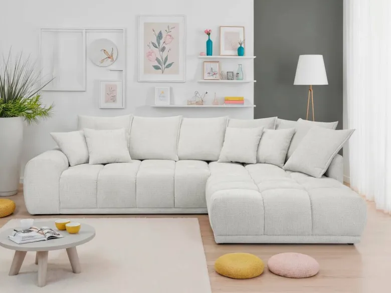Ecksofa elfenbein Microfaser B/H/T: ca. 312x97x229 cm